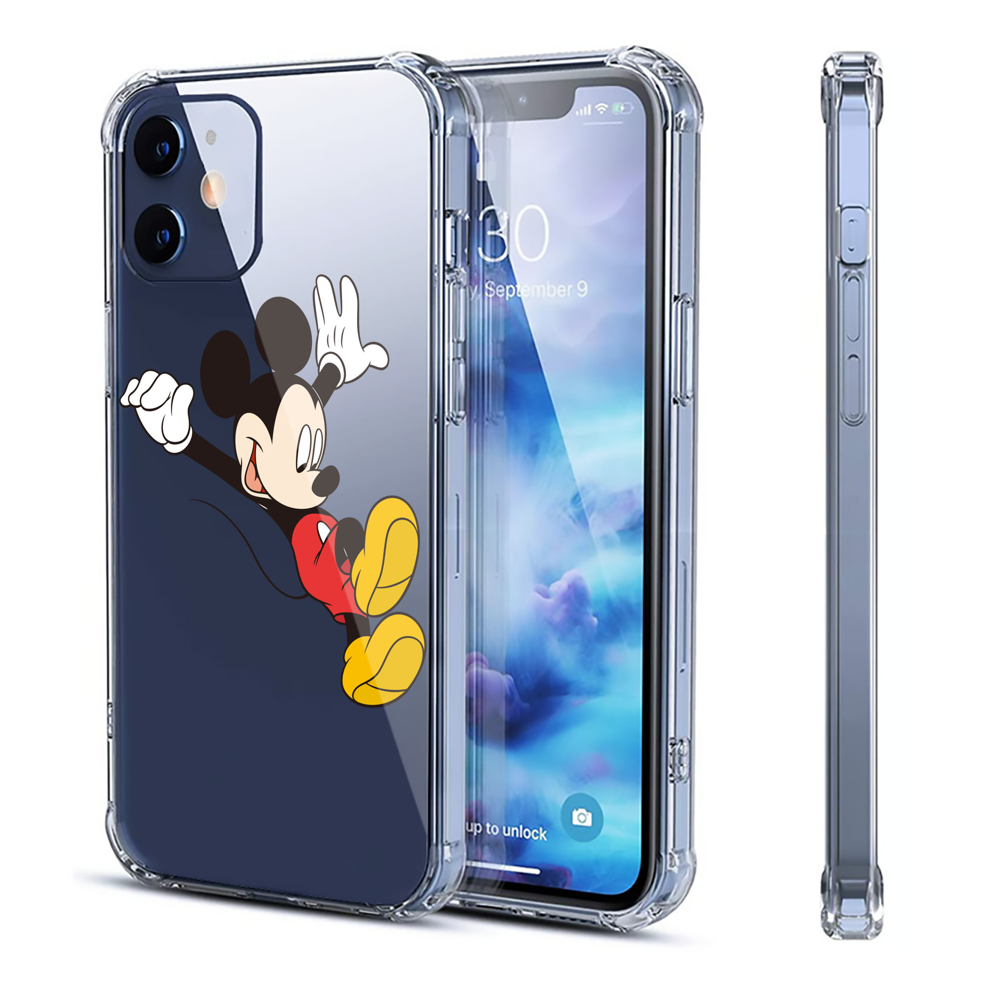 （画像用） ミッキーマウス Mickey Mouse 【iPhone 12シリーズ対応】透明スマホケース（クリアソフトケース）